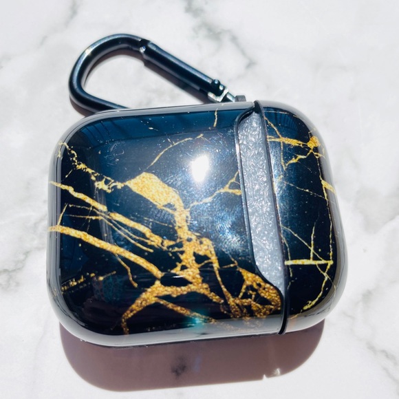 NEW Black Gold Streak Marble Case for Airpods - Picture 4 of 7